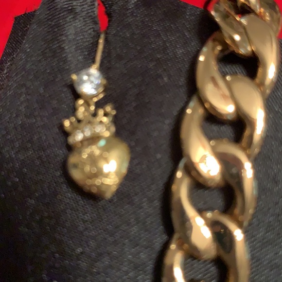 Y2K JUICY COUTURE STARTER NECKLACE AND EARRINGS CHUNKY CHOKER HEAVYWEIGHT - Picture 6 of 16